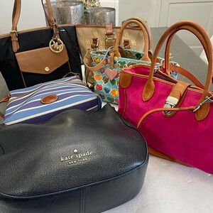 LOT Of 6 Designers Hand Bag Purses Dooney& Bourke MK,Kate Spade,